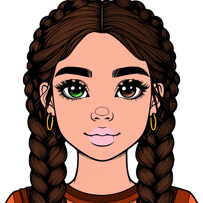 realistic girl with braids