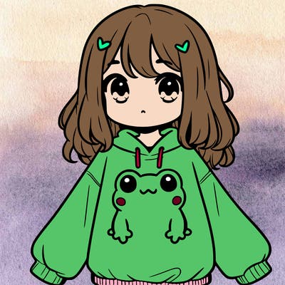 girl wearing frogging sweatshirt