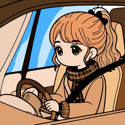 a girl in a car