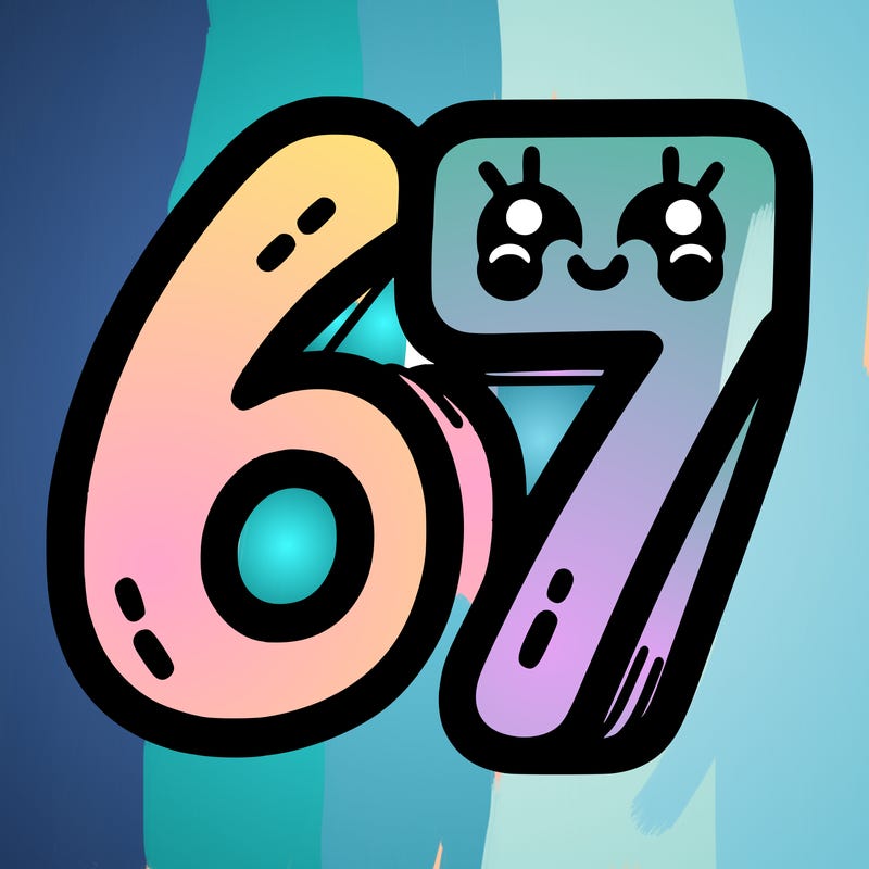 the numbers 67
