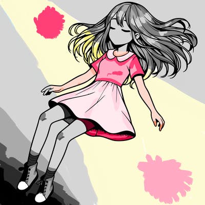 realistic girl floating