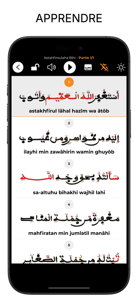 Kaggu PDF (Durus khassida S.T) - Smartphone screen showing Arabic verses of a Khassida with phonetic transcription for learning