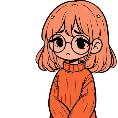 sad girl with glasses in a sweater