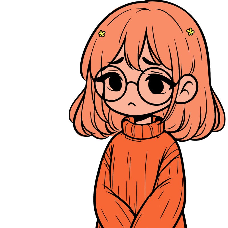 sad girl with glasses in a sweater