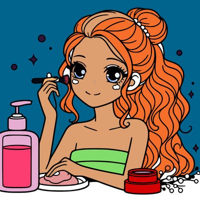 pretty girl doing skin care