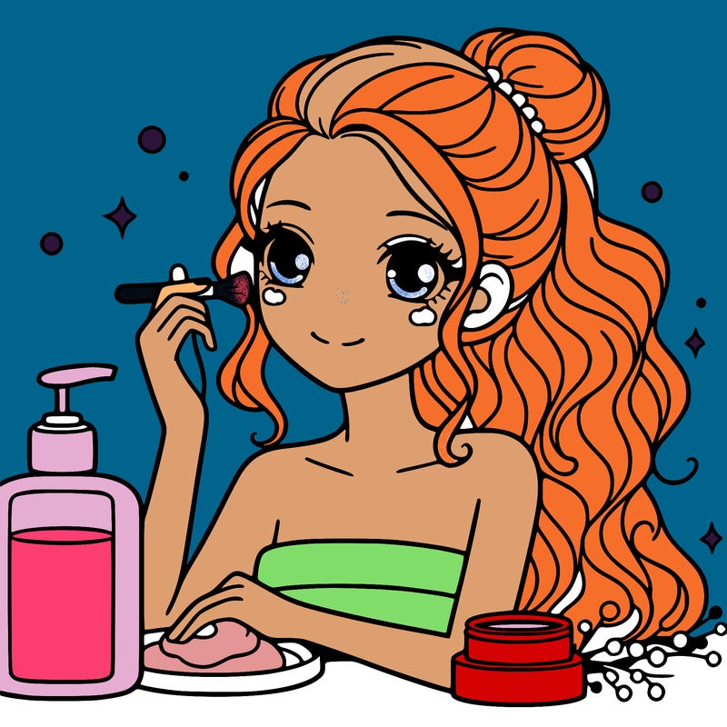 pretty girl doing skin care