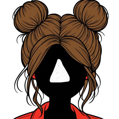 realistic girl with buns on the top of her hair