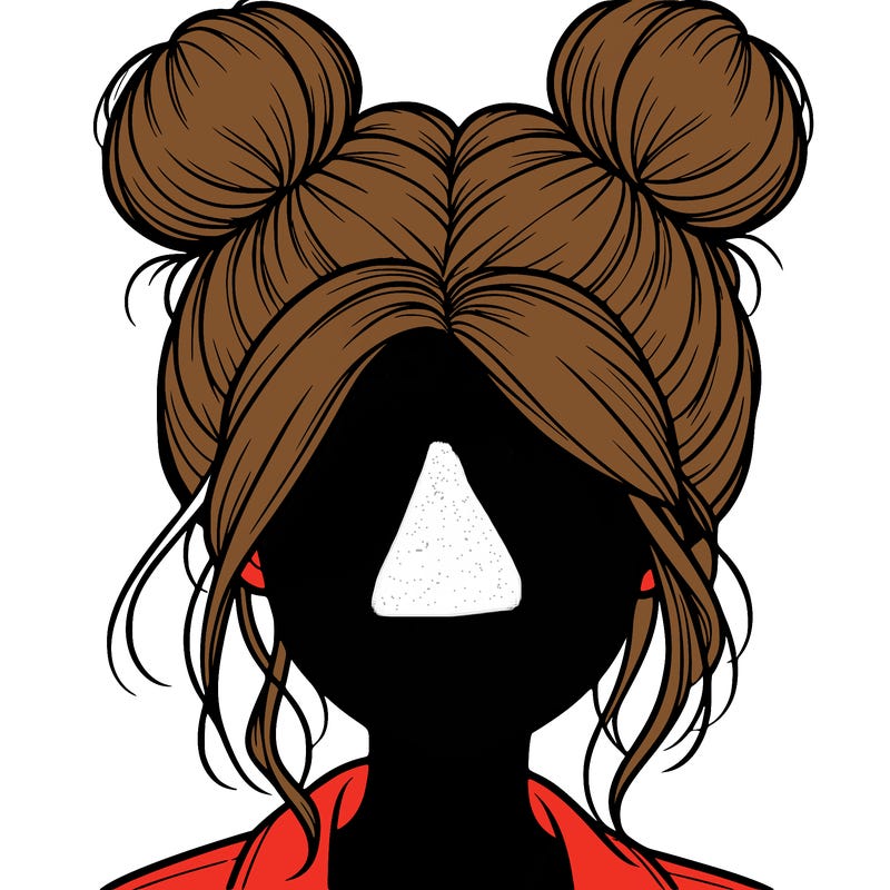 realistic girl with buns on the top of her hair