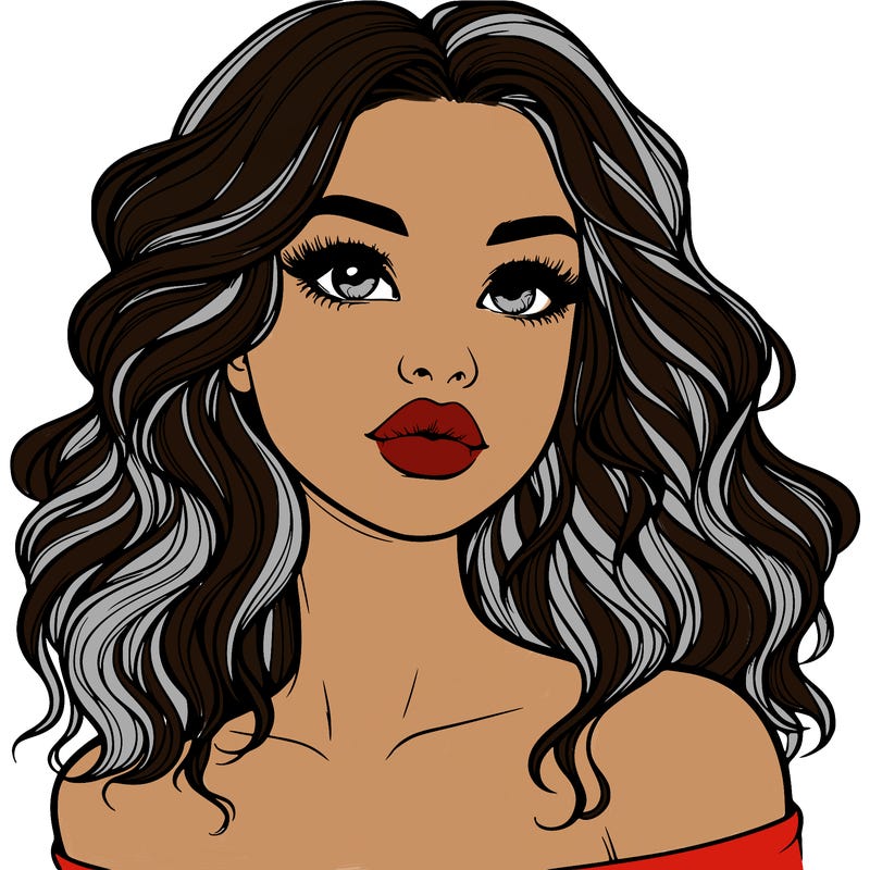 realistic girl with wavy hair and lips