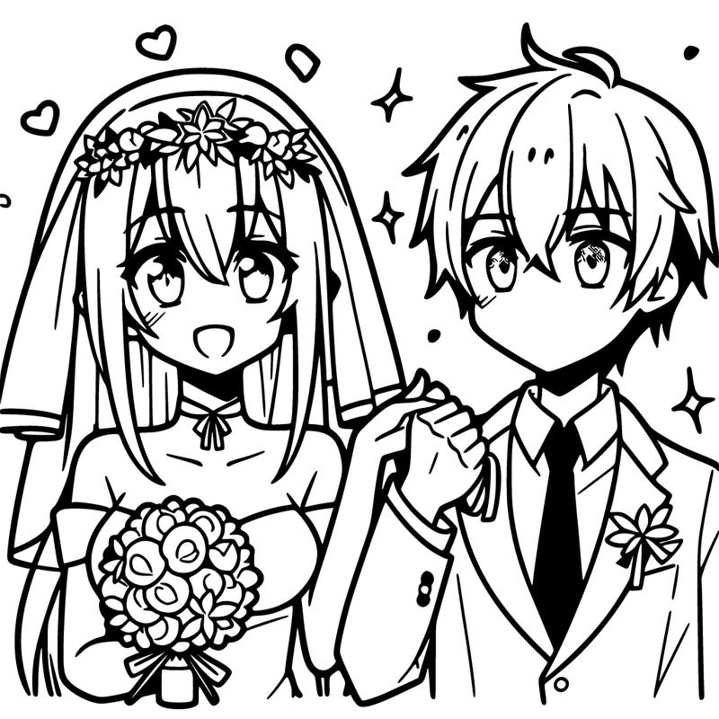 anime couplesgetting married
