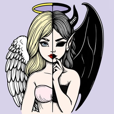 realistic angel half demon