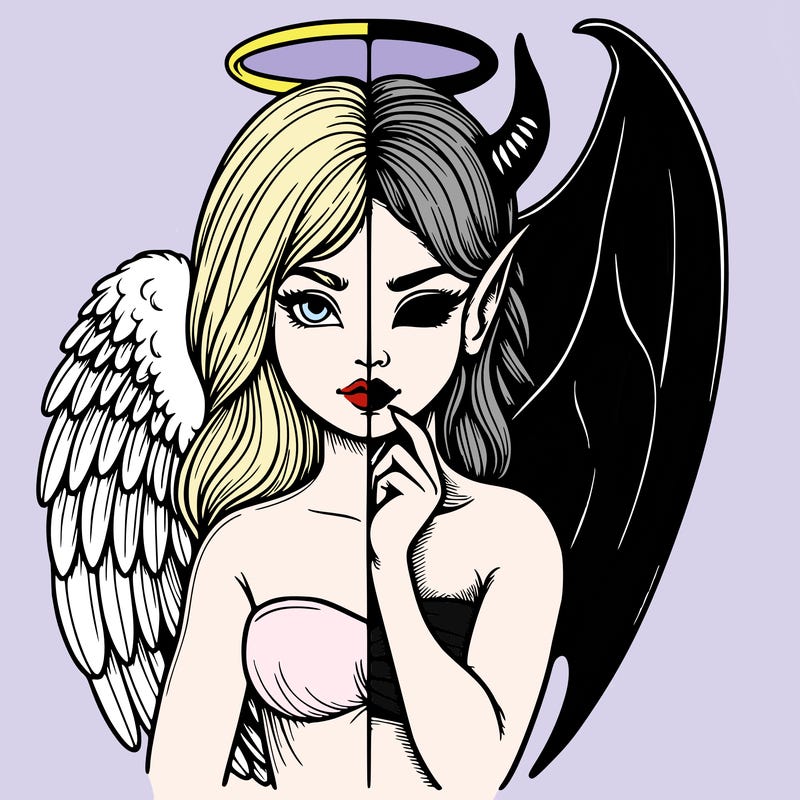 realistic angel half demon