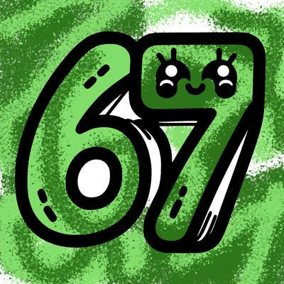 the numbers 67