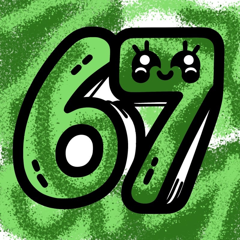 the numbers 67