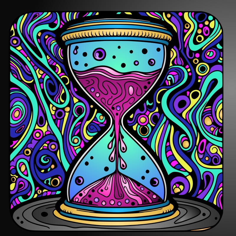 surreal pschedelic hourglass sands of time