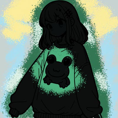 girl wearing frogging sweatshirt
