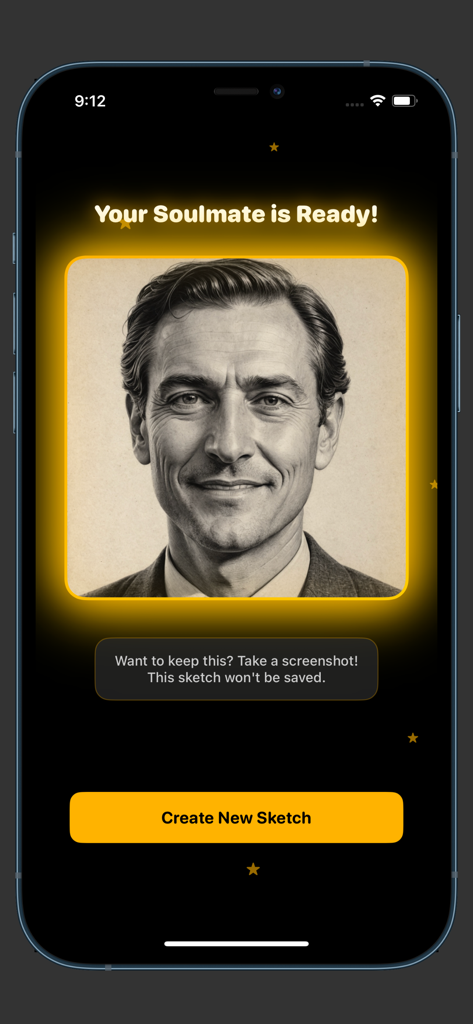 Amora: - AI generated soulmate portrait on Amora app interface