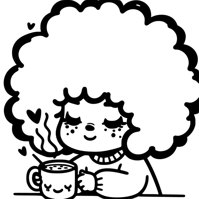 girl with afro drinking hot cocoa
