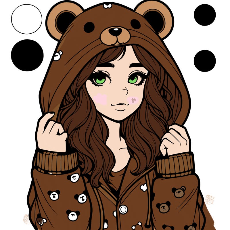 realistic girl in a animal pjs hoodie