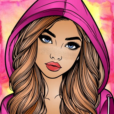 realistic beautiful girl with a hood on