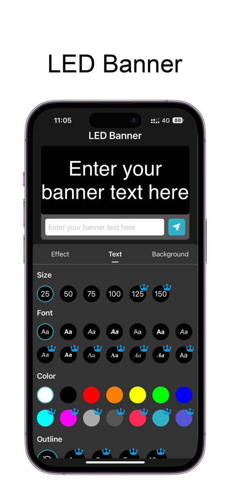 led banner scrolling text led - Pantalla de la aplicación Banner LED para personalizar el estilo y los colores del texto