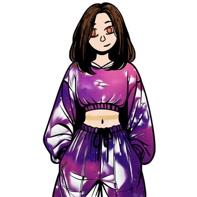 realistic girl faceless with baggy pants and a crop top