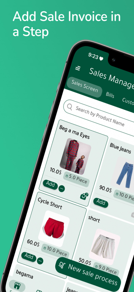 Prosto إدارة المخزن والمبيعات - Prostoアプリの売上管理インターフェース。請求書追加と商品在庫表示用