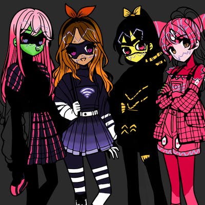 teen manga girls group of 4