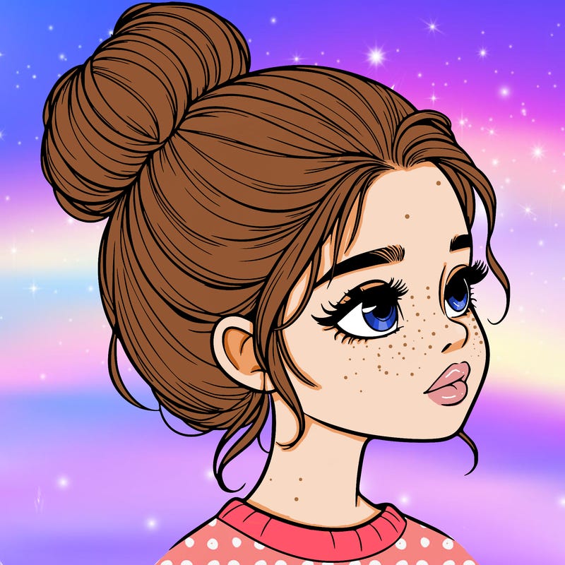 realistic girl with bun