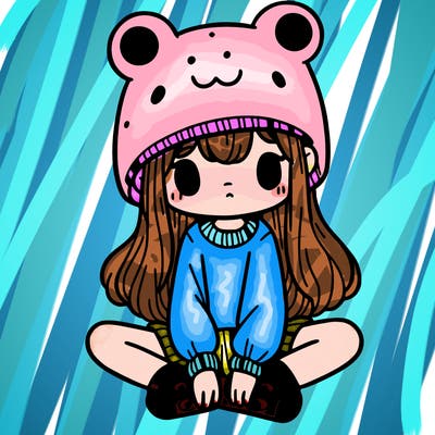 a girl wearing a frog hat and some frog socks