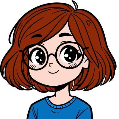 girl with short hair, and glasses