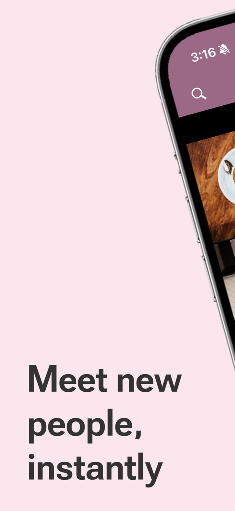 P.Talk - Anonymous Chats - Promotional screen for P.Talk anonymous chat app with the text Meet new people instantly on a pink background.