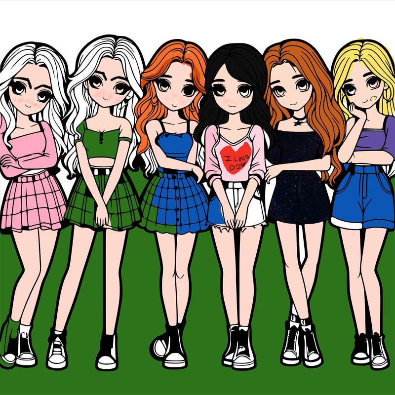 a group of girls realistic