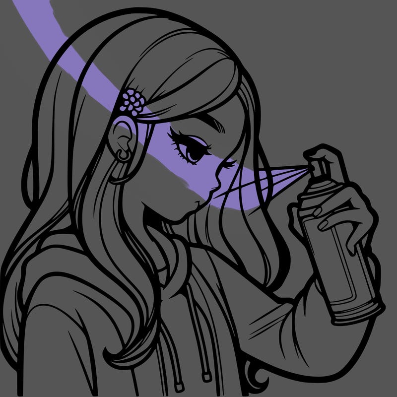 a realistic girl spray painting