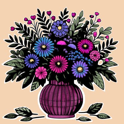 beautiful floral arrangement in big vase realistic