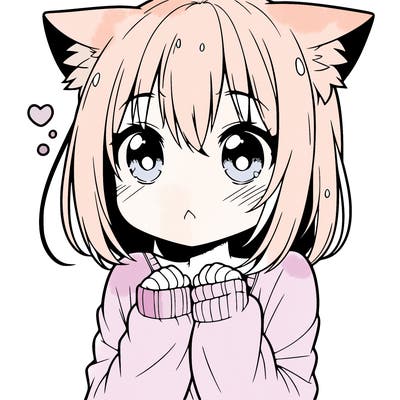 shy anime catgirl