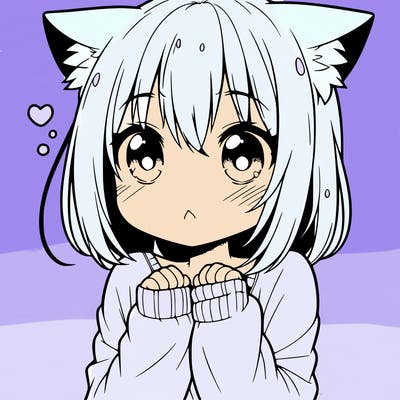 shy anime catgirl