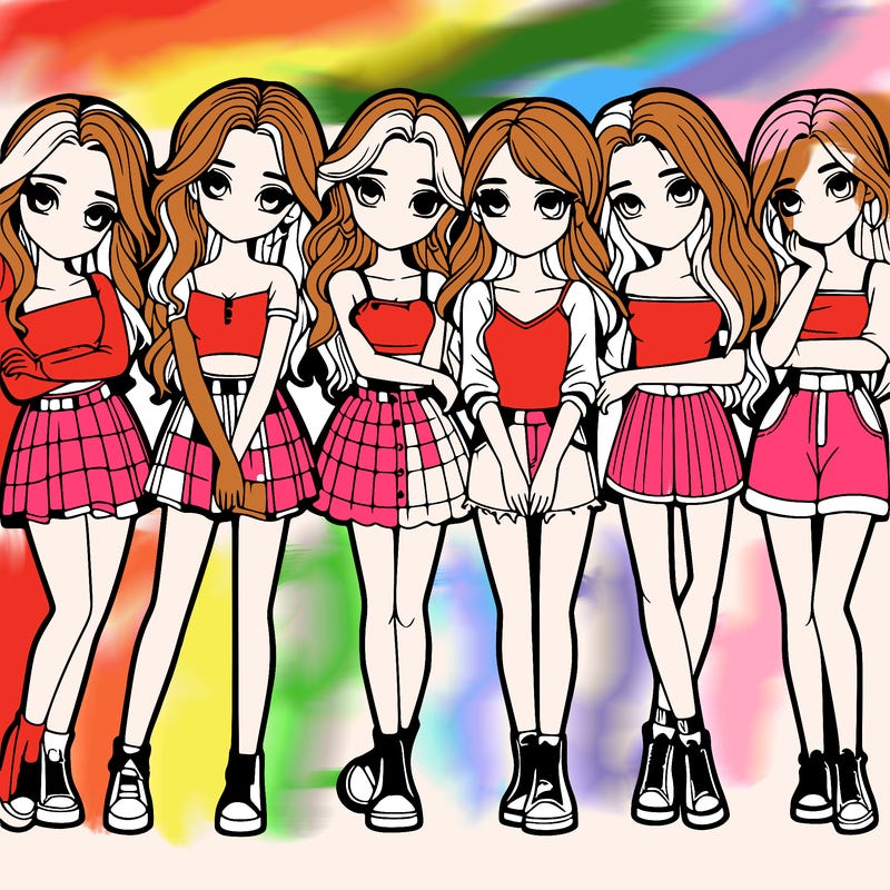 a group of girls realistic