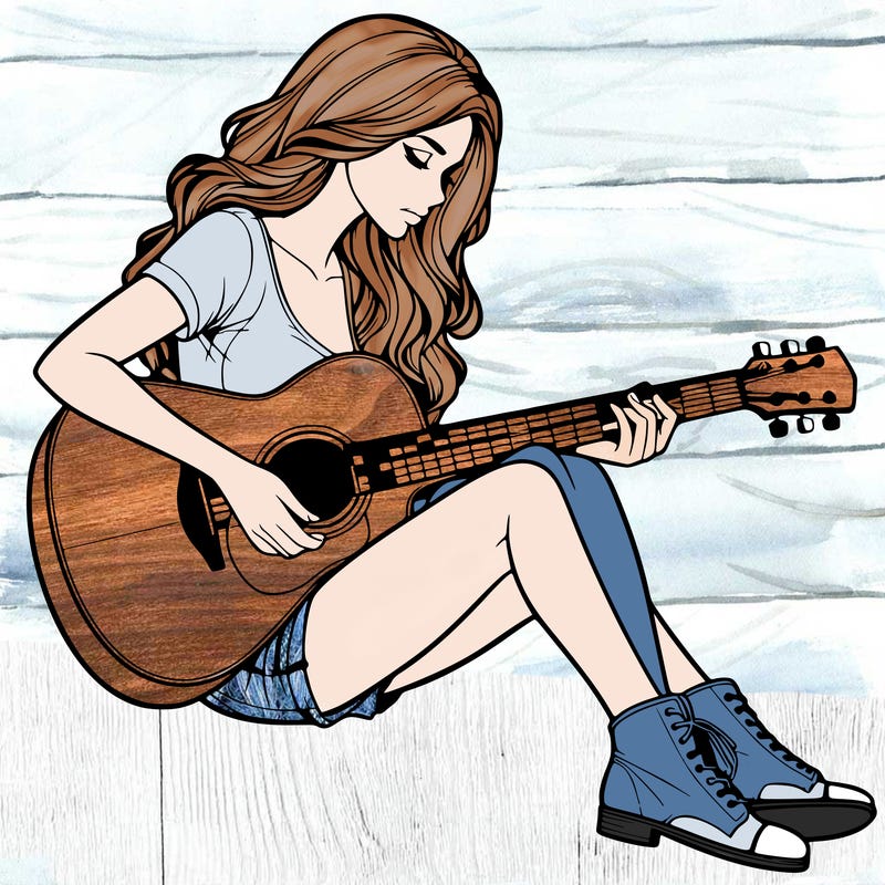 realistic woman play guitar