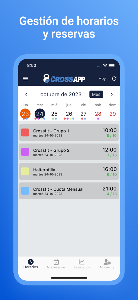 CrossApp Pro - CrossApp Pro mobile interface for managing CrossFit class schedules and reservations.
