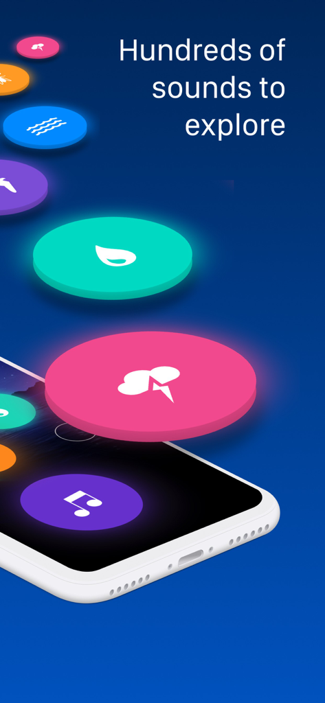 TaoMix 2: Sleep Sounds & Focus - TaoMix 2 app interface showing various colored sound disks representing nature and focus sounds.