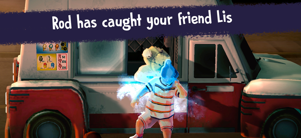 Rod el heladero atrapa a Lis junto a su camión en Ice Scream 2.