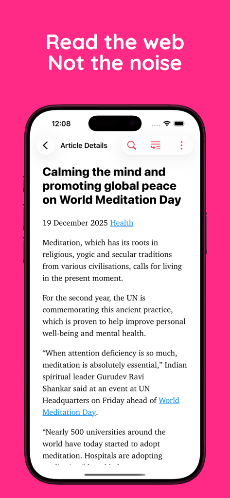 RSS Reader - Zers - Zers RSSリーダーアプリのiPhone画面。クリーンで邪魔されない記事読書インターフェースが表示されている。