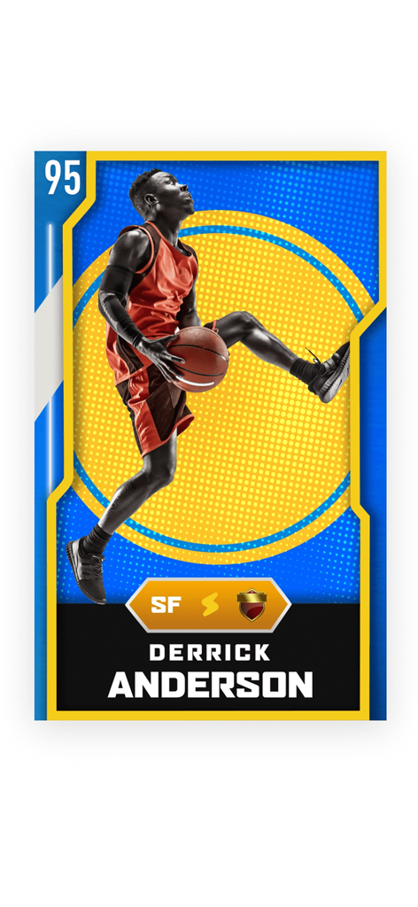 Ultimate Card Creator - A custom-made basketball trading card featuring a player named Derrick Anderson with a 95 rating