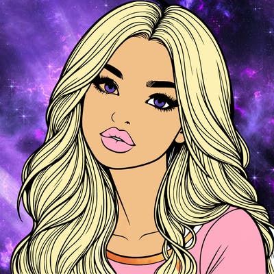 realistic girl with hair on her hair and lips