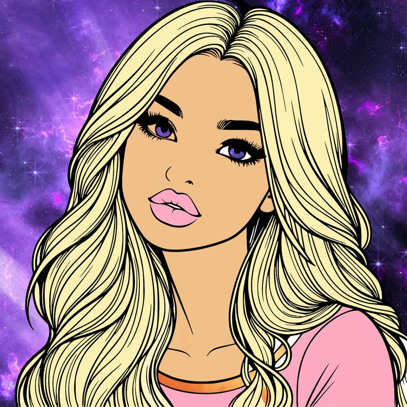realistic girl with hair on her hair and lips