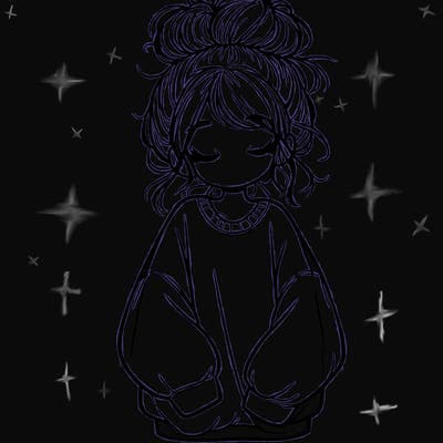 girl with baggy sweatshirt and messy bun