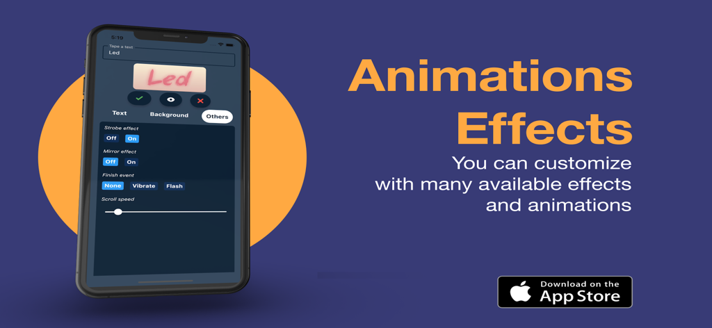 Led Board - Led Banner - Customizable animation and strobe effects settings in the LED Board app.