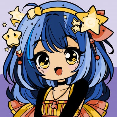 cute anime girl with star accessories