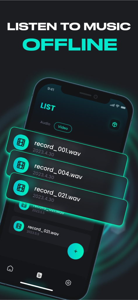 Super Volume Booster: Louder - Super Volume Booster app interface showing the offline music playback and file list screen